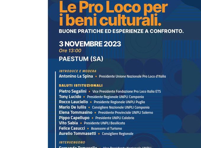 Beni culturali: l’Unpli porta alla Borsa Mediterranea del turismo archeologico le buone pratiche delle Pro loco
